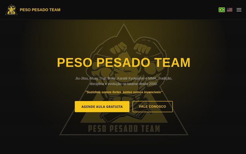 Prévia da página inicial do site Peso Pesado Team